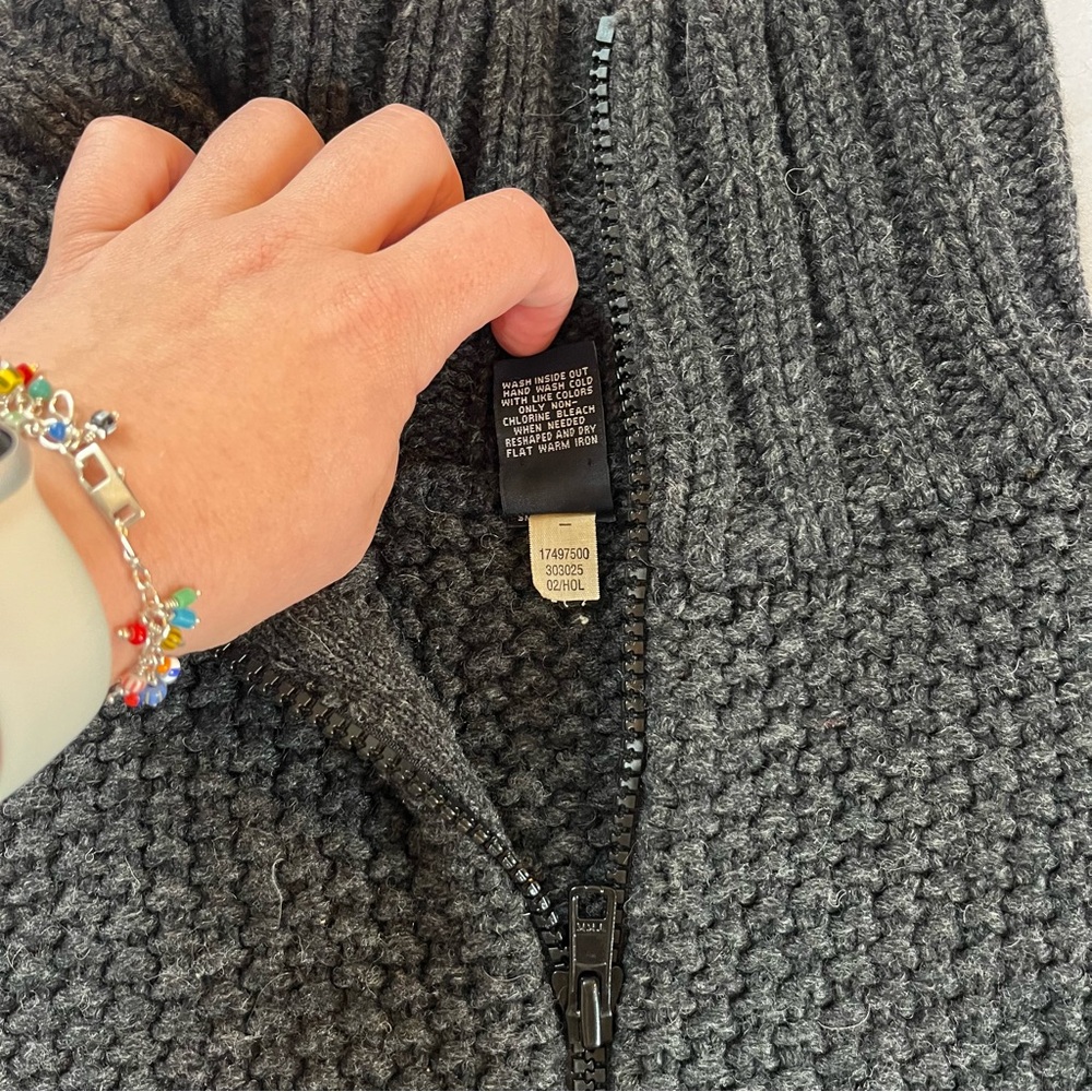 Vintage Gap Dark Grey Full Zip Turtleneck 100% Wo… - image 4